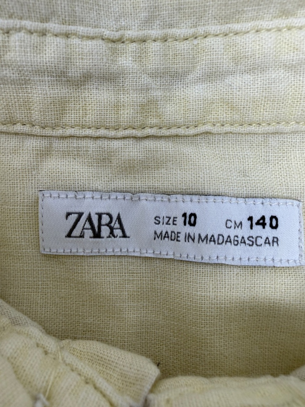 Zara Boy’s Short-Sleeve Button-Up Shirt in Pale Yellow size 10 - Picture 4 of 8